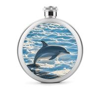 Winter The Dolphin Hip Flask for Men Personalized Groomsmen Flasks Stainless Steel Whiskey Hip Flask 5 Oz Leakproof Liquor Flasks with Metal Cap for Travel Bar Party Drinker