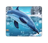 Winter The Dolphin Horizontal Mouse Pad 7 x 8.6 in Fully Printed Design Suitable for Office Study and Gaming