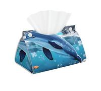 winter the dolphin Long Tissue Box Cover -Waterproof PVC Leather Tissue Holder, Stylish Easy to Clean for Home, Office, Car