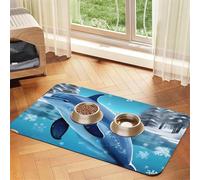 winter the dolphin Pet Absorbent Leather Placemat 40x60cm Beautiful Design Cat and Dog Bowl Mat Portable Storage