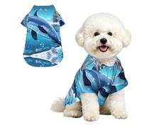 Winter the Dolphin Pet Hawaiian Shirt - Soft Peach Skin Button-Down top, Casual Beach Style Small