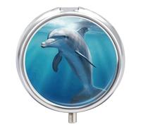 Winter The Dolphin Pill Box Portable Mini Travel Pill Organizer Holder 3 Compartment Decorative Round Pills Case Exquisite Daily Vitamin Container for Cod Liver Oil