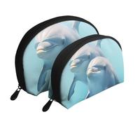 Winter The Dolphin Portable Shell Cosmetic Bag Set - Travel Makeup Organiser with Zipper & Inner Compartments