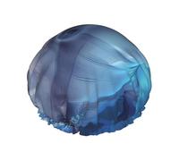 winter the dolphin Print Shower Cap for Women Men, Reusable Double-Layer Fabric Bathing Cap Girls Hair Caps, 27 CM