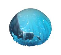 winter the dolphin Print Shower Cap - Reusable, Double Layer, Hotel Travel Essentials, Salon Shower Hat Accessories One Size