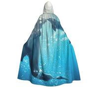 winter the dolphin print Unisex Medieval Viking Hooded Cape Cloak for Halloween Cosplay, Christmas Party Costume Outfits