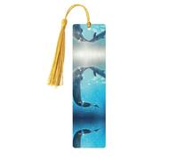 Winter The Dolphin Print Wooden Bookmark Bookmarks with Tassels Book Marks for Reading Hardcover Books Notebooks