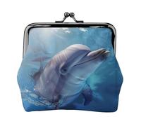 Winter The Dolphin Printed Coin Purse Pouch-Mini Coin Wallet,Change Purse,Leather Coin Pouch Holder For Woman Girls, Black, One Size, Modern,european Style, Retro