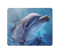 Winter The Dolphin Printed Gaming Mouse Pad 8x7.6 Inches, Non-Slip Rubber Base Laptop Mousepad Desk Mat with Stitched Edges for Gamer, Office, Home