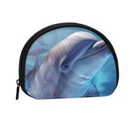 winter the dolphin Printed Mini Coin Pouch, Shell Shape Zip Around Wallet, Small Zipper Pouch for Cash, Cards, Keys, Lipstick, Storage Pouch, Travel Organizer