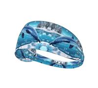 Winter The Dolphin Printed Sports Headbands Wicking Hair Headwraps, Non-Slip Workout Headbands for Gym, Running, Yoga, Tennis