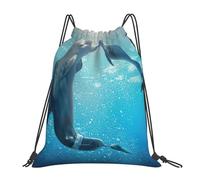 Winter The Dolphin Rope Drawing Sports Bag,Travel Beach Bag,Suitable For Swimming,Fitness,Ravel,Shopping,Vacation