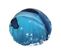 winter the dolphin Shower Caps, Reusable Shower Cap for Women, Double Laye Waterproof Hair Cap, for All Hair Lengths