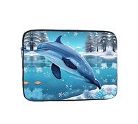 Winter The Dolphin Unisex Shockproof Laptop Sleeve, Made of high-Density Oxford Fabric, Convenient Zipper Opening
