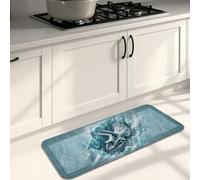 Winter Themed Kitchen Mats for Floor, Ice Crystal Pattern Soft Mats, Cozy Cushioned Washable Decor Rugs for Kitchen Sinks Laundryroom Bathroom 16x47 Inch