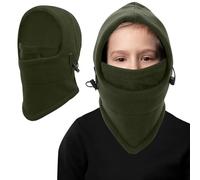 Winter Thermal Balaclava Kids,Multifunctional Windproof Kids Ski Mask Balaclava Adjustable Warm Face Cover Hat Hood Neck Warmer Scarf for Boys Girls Outdoor Sports (UK, Alpha, One Size, Army Green)