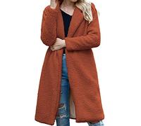Winter Thermal Coats for Women UK Faux Fur Coat Furry Long Jacket Warm Jacket Lapel Coat Faux OverCoat Solid Turn Down Collar Outerwear Long Sleeve Jacket Fur Top Jacket
