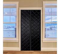 Winter Thermal Door, 75x195cm Center Opening Padded Door Curtain,Thicken White Silk Cotton Insulation and Cold-Proofing,Keeping The Ac in,Energy Bill Savings(Black)