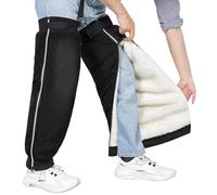 Winter Thermal Fleece Lining Cycling Scooter Leg Warmers,Windproof Knee Braces Leg Sleeves Support Protector Leggings Zipper Closure (Black, 70CM/27.6")