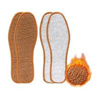 Winter Thermal Insoles Women Men Self Heated Plush Shoe Pads Warm Heating Thickening Shoes Insert Feet Care Wool Thicken Padding(Brown-2pairs,44-270mm)