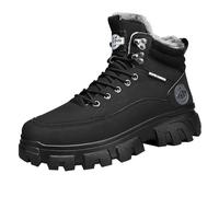 Winter Thermal Mens Boots Fuzzy Lined Ankle Snow Boots Wide Fit Hiking Shoes Thermal Insulated Combat Desert Chukka Shoes for Outdoor Adventures Black