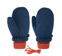 Winter Thermal Space Cotton Gloves Kids Knitted Sleeves Thick Plush Mitten Gloves Double Sided Warm Lambswool Inner Go to School Cycling Skiing Riding Gloves with String for Boys and Girls 3-8 Years