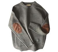 Winter Thick Men'S Sweater Patch All-Match Knitted Bottoming Shirt Men'S Sweater Gray