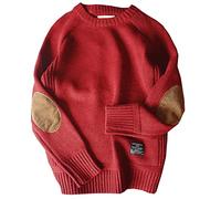 Winter Thick Men'S Sweater Patch All-Match Knitted Bottoming Shirt Men'S Sweater Red