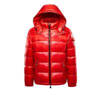 Winter Thicken Down Jackets For Men And Women Short Shiny White Duck Down Jacket Hooded Puffer Coat(Red,M)