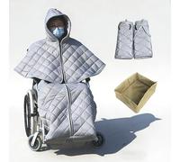Winter Thicken Wheelchair Full Body Cover, Anti-Stain Shoe Covers Shawl Gloves, Fleece Lined Lower Body Leg Sleeping Bag Wheelchair Blanke with Zipper, for Elderly Patients and Disabled People,Grey