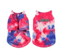 Winter Tie Dye Pattern Reflective Fleece Dog Sweater Winter Warm Turtleneck Jacket With D Ring Leash Attachment Soft Cozy Puppy Vest Clothing For Small Breed (T, 25x20 cm)