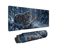 Winter Tiger Nature Scene Large Mouse Pad 16x36 Inch | Winter Forest Scenery, Keyboard Mat, Monarch Butterfly, Wildlife Art, Serene Atmosphere, Nature Inspired Decor