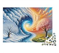Winter to Spring Transition Jigsaw Puzzles Puzzles for Adults Kids. 1000 Piece Impossible Challenge Toy Educational Games Home Decoration for Adults& Kids Age 14 Years Up 70x50cm/1000pcs