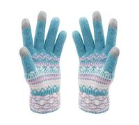 Winter Touch Screen Gloves HÖTER Snow Flower Printing Keep Warm for Women and Men - blue - 20 cm