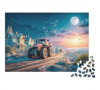 Winter Tractor Scene 1000 Piece Jigsaw Puzzle for Adults Fantasy Rural Landscape Colourful Jigsaws Challenge Games Great Gift 52x38cm/1000pcs