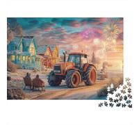 Winter Tractor Scene 1000 Piece Precise Interlocking Rustic Farm Celebration Style Jigsaw for Teens Digital Detox Frameable Puzzle Stay at Home Fun Limited Edition 38x26cm/1000pcs