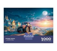 Winter Tractor Scene Challenging 1000 Piece Jigsaw Puzzle,Decorative Fantasy Rural Landscape Puzzle Educational Game for Adults And Kids Age 12 Years + 52x38cm/1000pcs