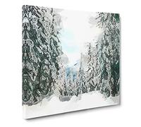 Winter Trail in Abstract Modern Canvas Wall Art Print Ready to Hang, Framed Picture for Living Room Bedroom Home Office Décor, 20x20 Inch (50x50 cm)