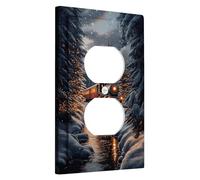 Winter Train Light Switch Cover Plate, Red Vintage Locomotive for Christmas, Holiday Home Décor for Living Room, Standard Size Single Duplex Outlet