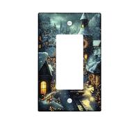 Winter Train Light Switch Cover Plates/Outlet Covers, Snowy Village Scene for Christmas, Holiday Wall Decorative for Home Living Room, Standard Size Single Rocker