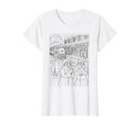Winter Train Station Coloring and Paint it Yourself Value Graphic T-Shirt, Women, White, M