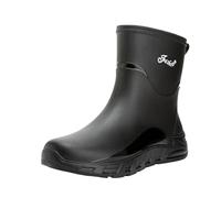 Winter trainers, men's lined waterproof, men's rain boots, water shoes, plain high top, rubber shoes, casual, outdoor, non-slip overshoes, rain boots, black, 10 UK
