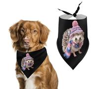 Winter Trans Hedgehog Dog Bandanas Print Triangle Scarf Adjustable Dog Bibs Handkerchief Holiday Party Costumes