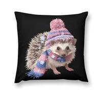 Winter Trans Hedgehog Plush Pillowcases 18 "x18 " Throw Pillow Case Square Cushion Covers for Living Room Sofa
