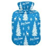 Winter Tree and Deer Blue and White hot Bottle Water Bag with Soft Cover, 2L hot Water Bag for Hot and Cold Therapies,Hot and Cold Therapies,compresas calientes para el vientre