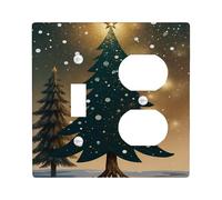 Winter Tree Light Switch Cover Plates/Outlet Covers, Dark Green Christmas Tree Design for Holiday Decor, Thermoplastic Wall Plates, Standard Size Toggle Duplex