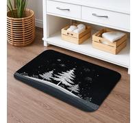 Winter Tree Quick Dry Bath Mat, Black White Snowy Forest Absorbent Non Slip Shower Mat, Cozy Flannel Washable Bath Rugs for Bathroom Toilet Restroom Decorative 20x32 Inch