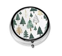 Winter Tree Small Pill Box 3 Compartment Portable Pill Box for Purse Pocket Christmas Mini Medicine Organiser for Daily Vitamin Fish Oil Storage