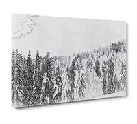 Winter Trees In Abstract Modern Art Canvas Wall Art Print Ready to Hang, Framed Picture for Living Room Bedroom Home Office Décor, 24x16 Inch (60x40 cm)