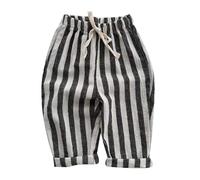 Winter Trousers for Children, Children, Baby Girls, Minimalist Striped Trousers, Daily Trousers with Elastic Waist, Tennis Trousers, Boys, black, 4-5 Years